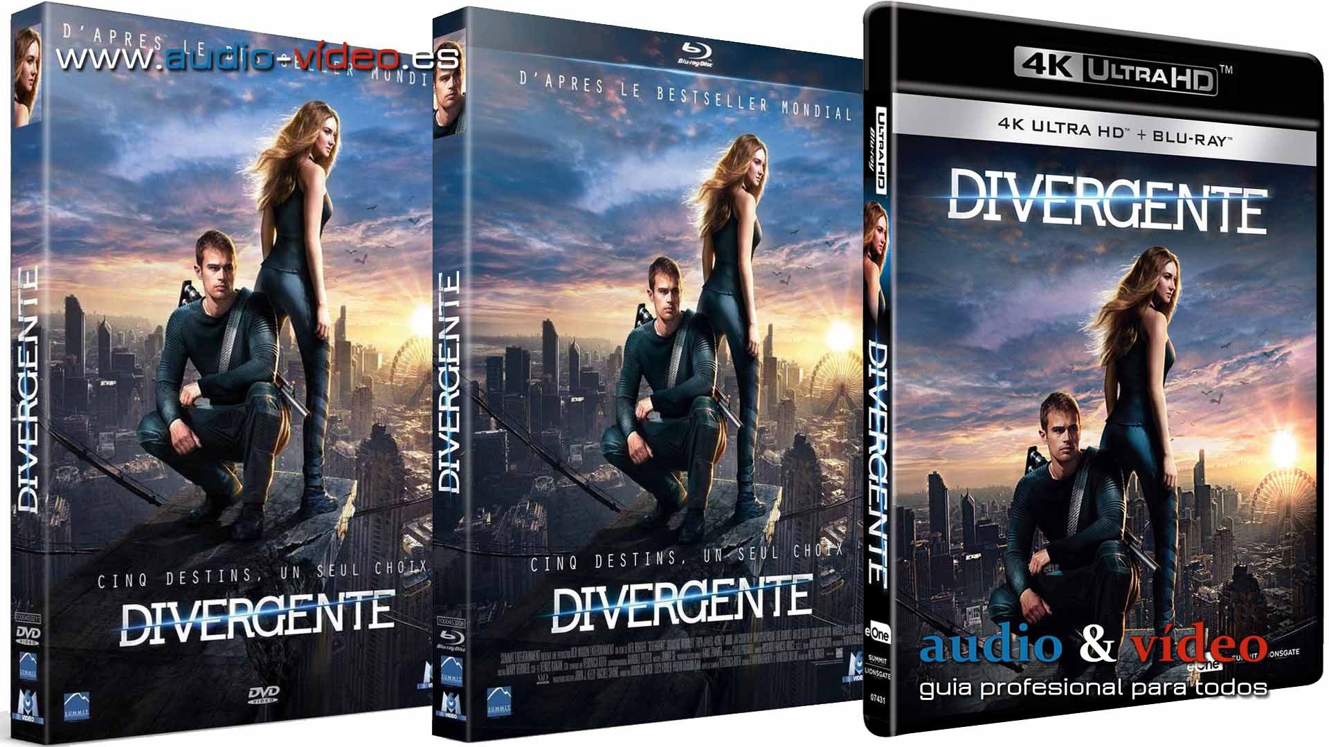 Divergente - 4K, UHD, BluRay, DVD + trailer HD + 3 películas completas +  soundtrack